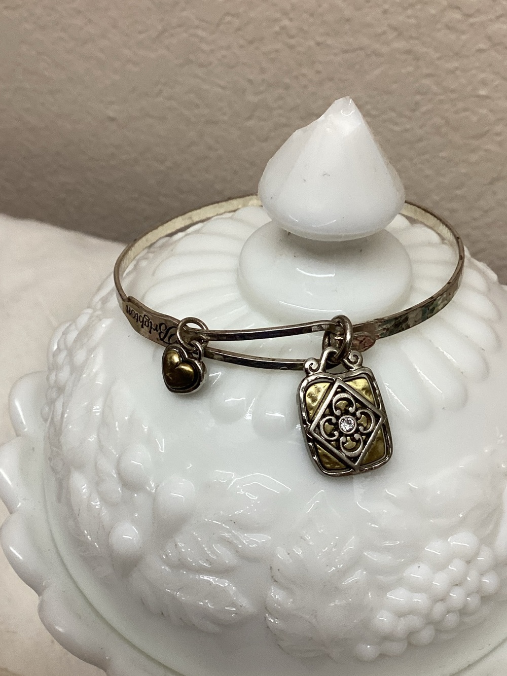 Brighton gold tone charm bangle with engraved tag